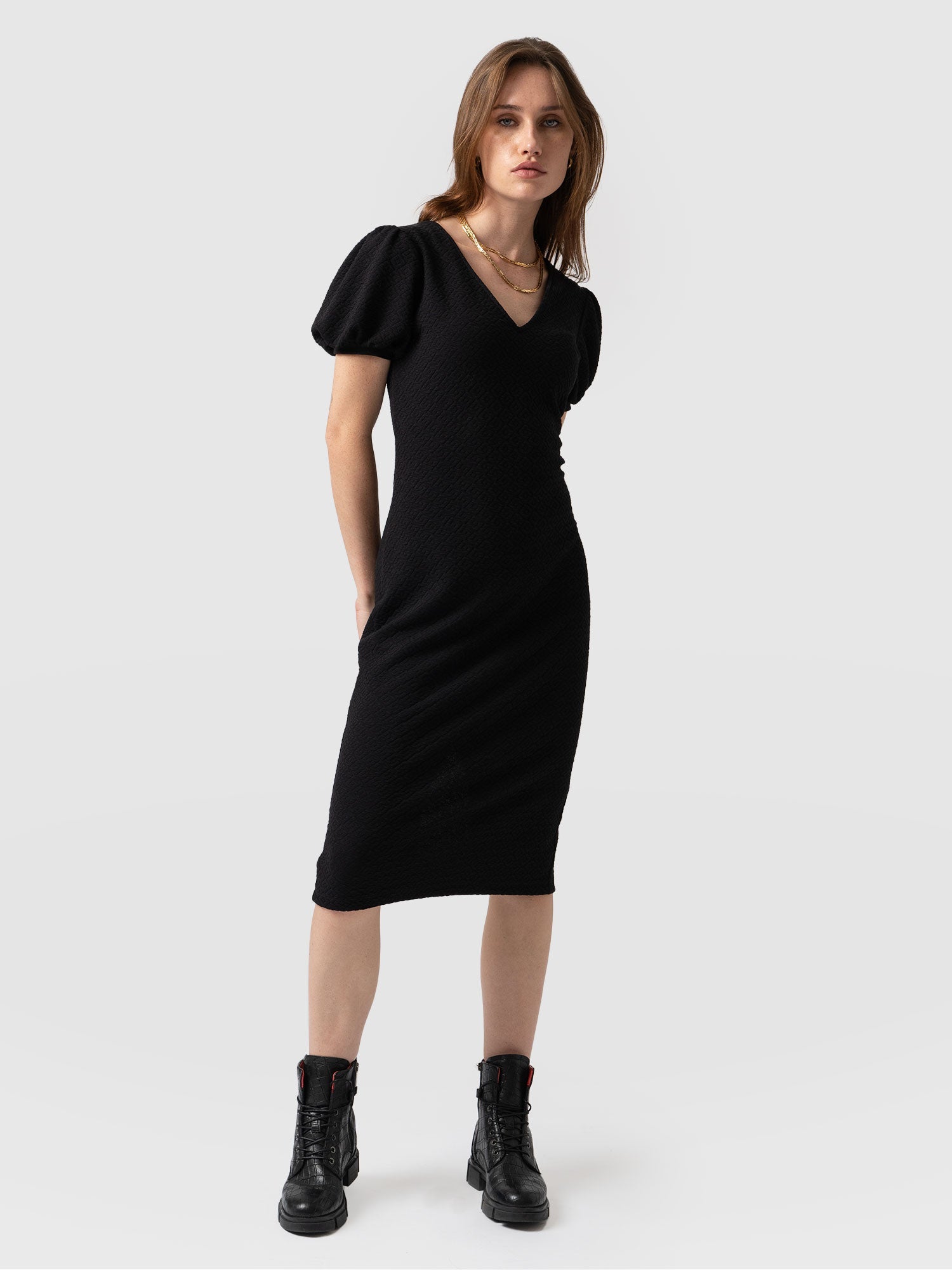 Cavendish Dress Puff Sleeve Black Diamond - Women's Dresses | Saint + Sofia® EU
